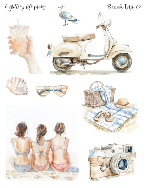 Beach Trip Decorative Stickers for Planners and Journals