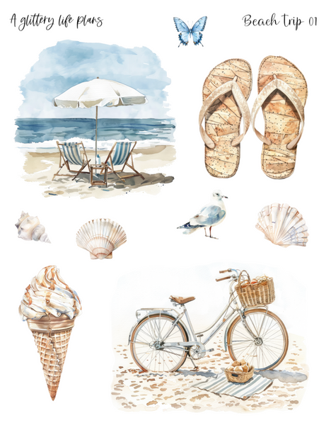 Beach Trip Decorative Stickers for Planners and Journals