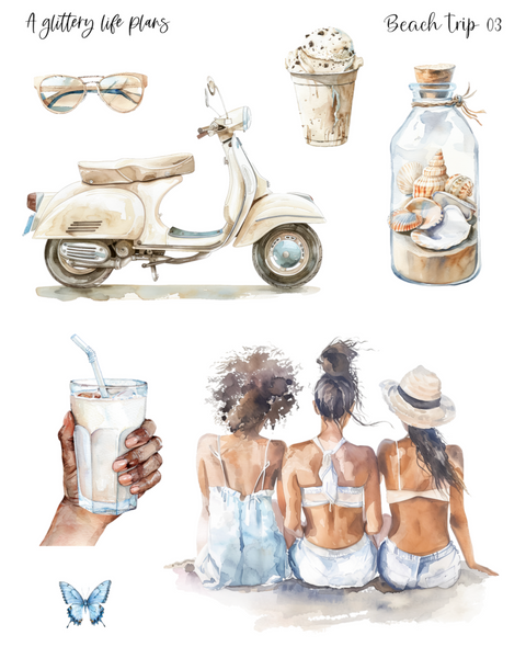 Beach Trip Decorative Stickers for Planners and Journals