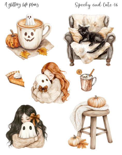 Spooky and Cute Decorative Stickers for Planners and Journals