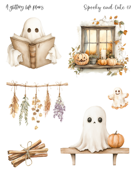 Spooky and Cute Decorative Stickers for Planners and Journals
