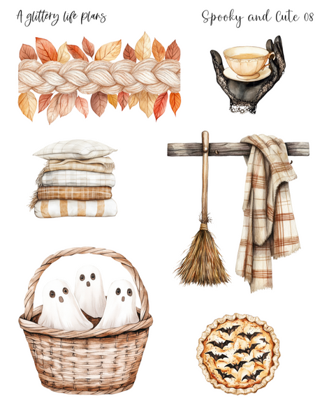 Spooky and Cute Decorative Stickers for Planners and Journals