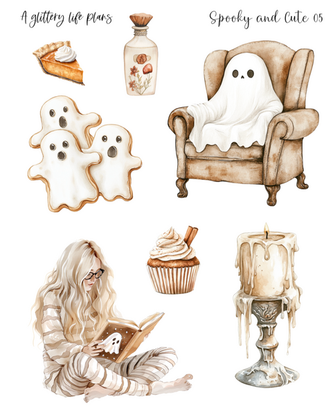 Spooky and Cute Decorative Stickers for Planners and Journals