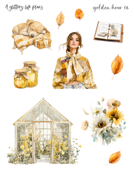 Golden Hour Decorative Stickers for Planners and Journals