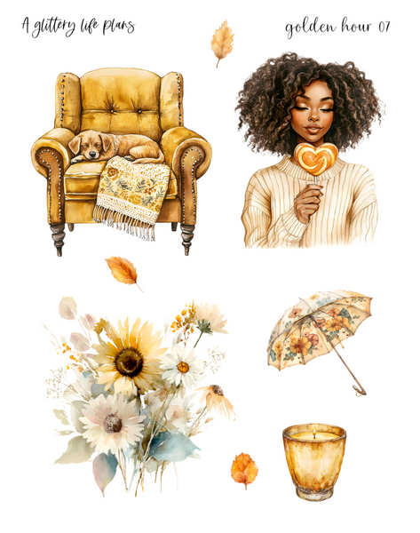 Golden Hour Decorative Stickers for Planners and Journals