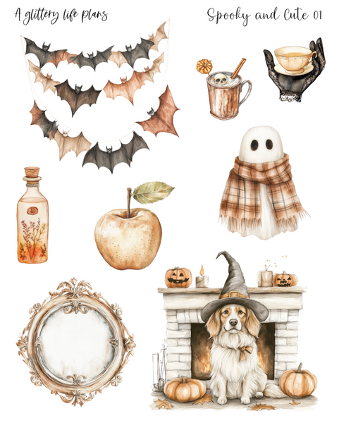 Spooky and Cute Decorative Stickers for Planners and Journals
