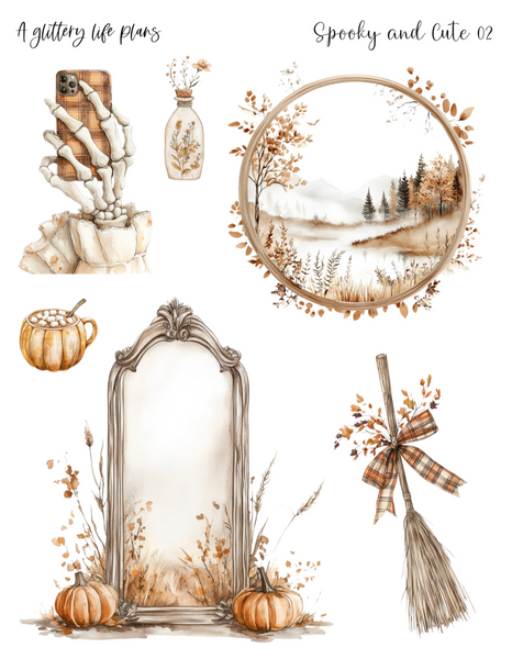 Spooky and Cute Decorative Stickers for Planners and Journals