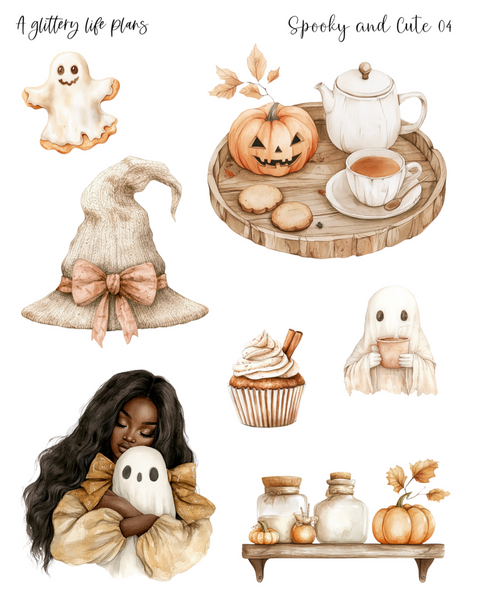 Spooky and Cute Decorative Stickers for Planners and Journals