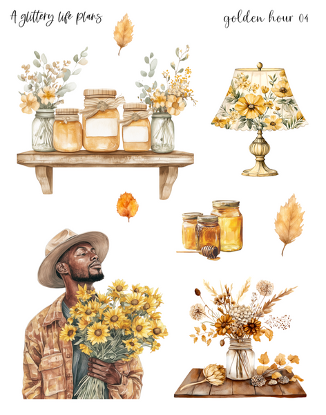 Golden Hour Decorative Stickers for Planners and Journals