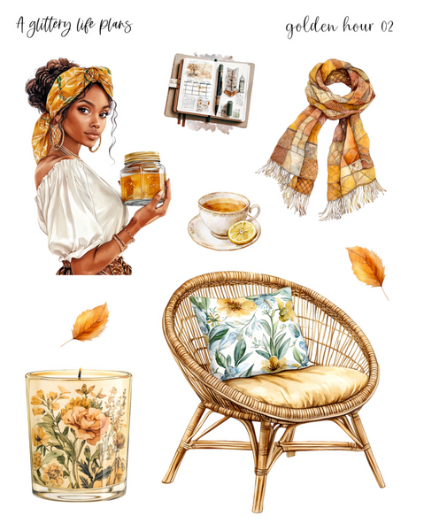 Golden Hour Decorative Stickers for Planners and Journals