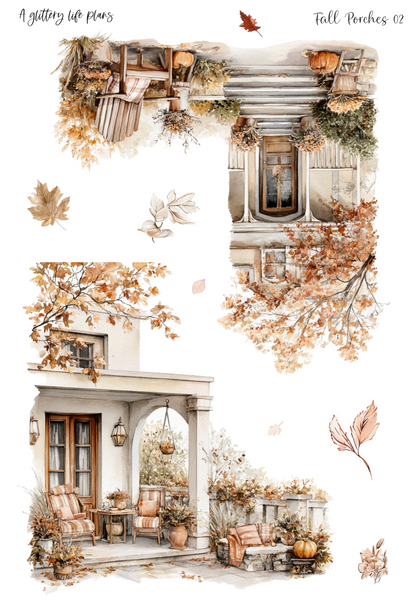 Fall Porches Large deco Sticker Sheets for Planners and Journals