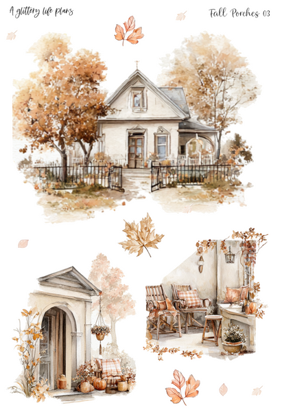 Fall Porches Large deco Sticker Sheets for Planners and Journals