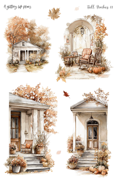 Fall Porches Large deco Sticker Sheets for Planners and Journals
