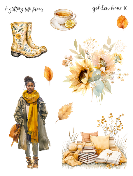 Golden Hour Decorative Stickers for Planners and Journals