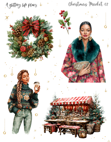 Christmas Market Decorative Stickers for Planners and Journals