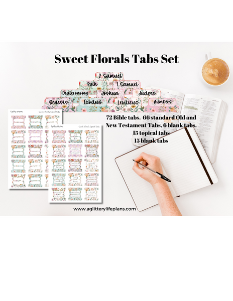 Sweet Florals Bible Tabs, Bible Index Tabs, Vinyl Bible Tab Stickers