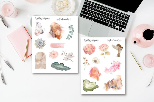 Soft Elements Set of 2 Journaling Sticker Sheets
