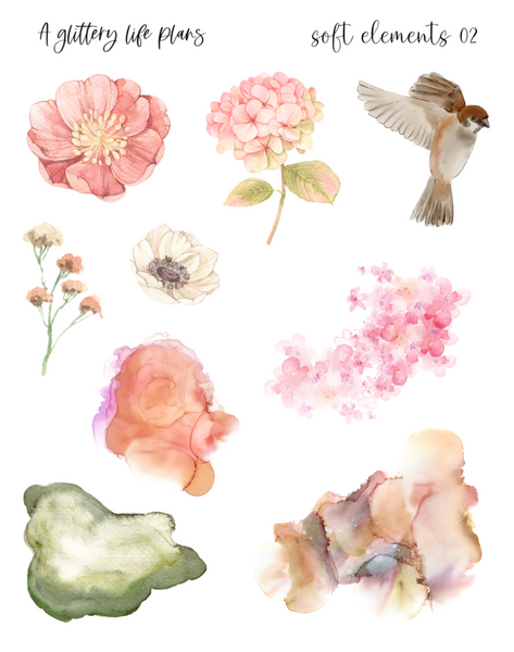 Soft Elements Set of 2 Journaling Sticker Sheets