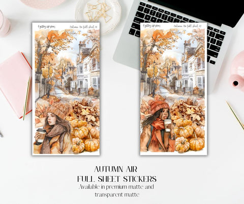 Full Sheet Autumn Air deco Sticker Sheet for Planners and Journals