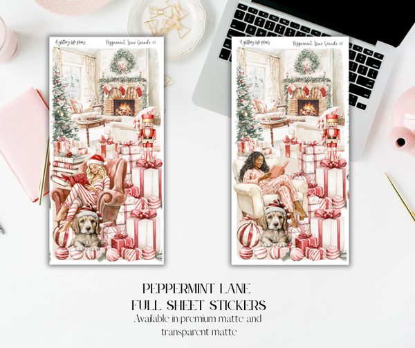 Full Sheet Peppermint Lane deco Sticker Sheet for Planners and Journals