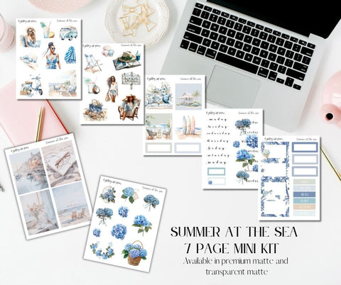 Summer at the Sea 7 page Mini Kit - Planner and Journaling Stickers