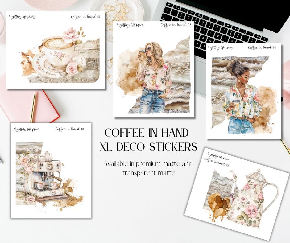 Coffee in Hand XL Large Deco Stickers for Planners and Journals