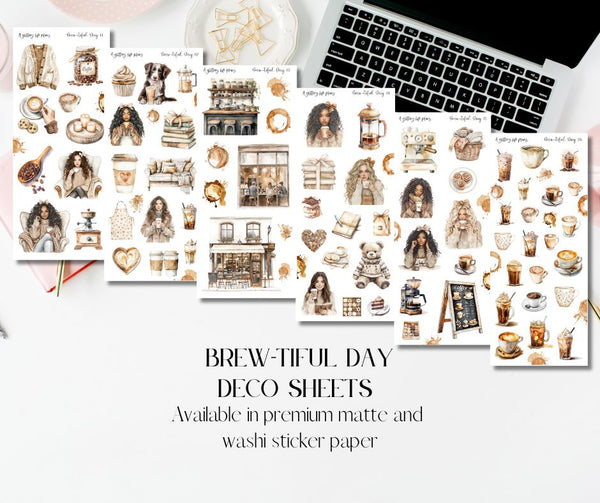 Brew-tiful Day deco Sticker Sheets for Planners and Journals