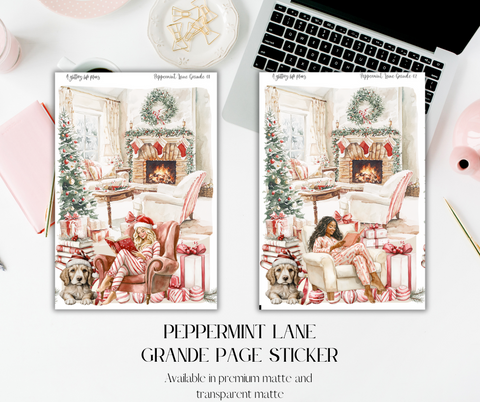 Grande Peppermint Lane deco Sticker Sheet for Planners and Journals