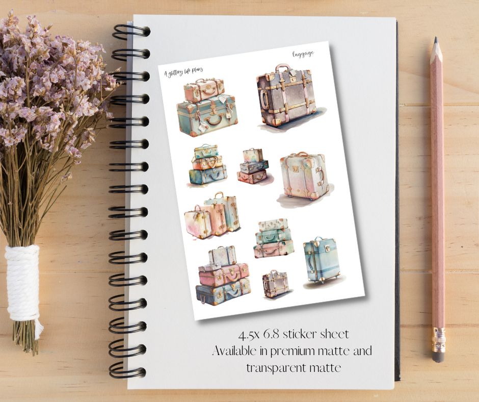 Luggage Deco Stickers for Planners and Journals