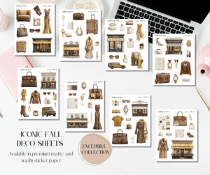 Iconic Fall Decorative Stickers for Planners and Journals