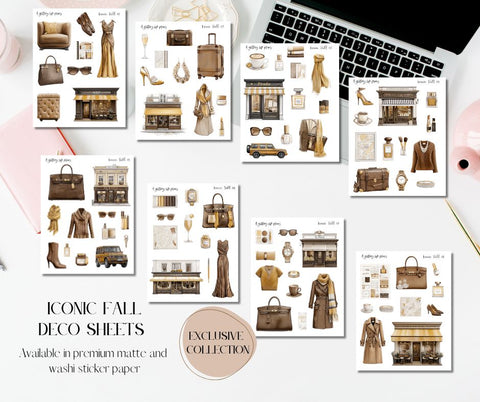 Iconic Fall Decorative Stickers for Planners and Journals