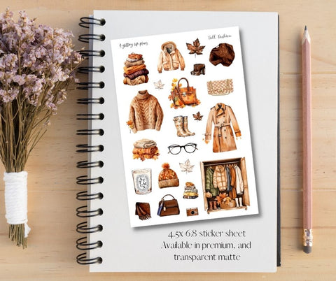 Fall Fashion XL Sticker Sheet for Planners and Journals