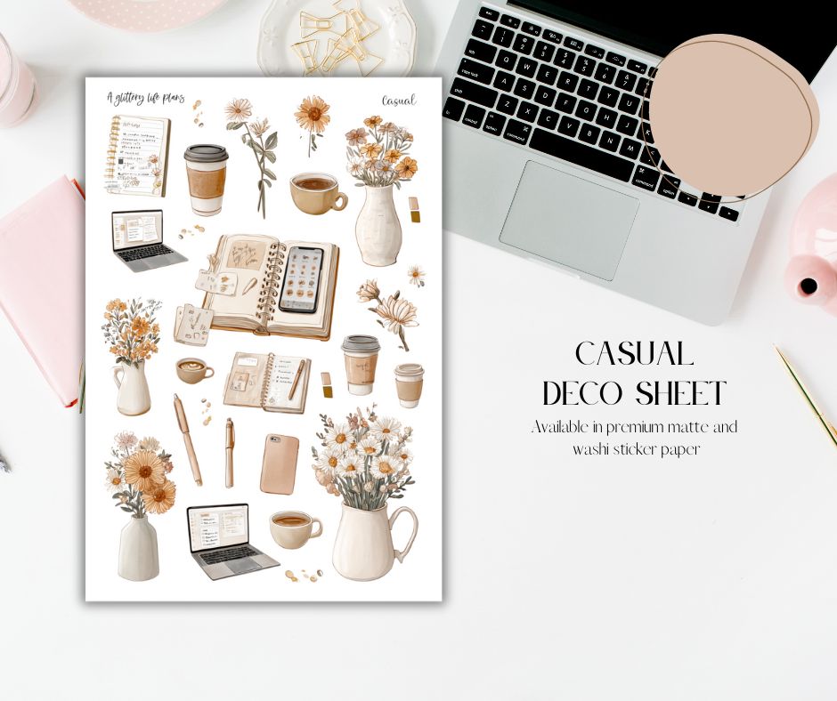 Casual deco Sticker Sheet for Planners and Journals