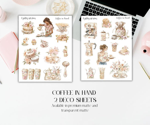 Coffee in Hand 6 page Mini Kit - Planner and Journaling Stickers