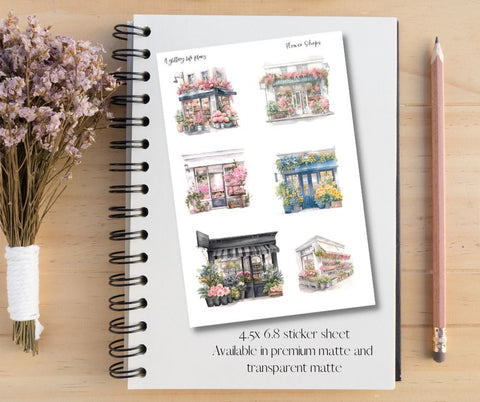 Flower Shops Deco Stickers for Planners and Journals