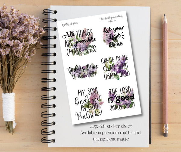 Lilac Scripture Add on Stickers for Planners and Journals