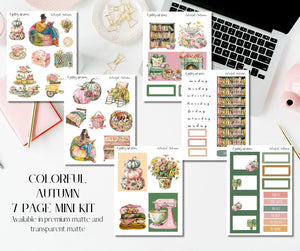 Colorful Autumn 6 page Mini Kit - Planner and Journaling Stickers