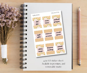 July Topical Bible Tab Sticker Sheet for Planners and Journals