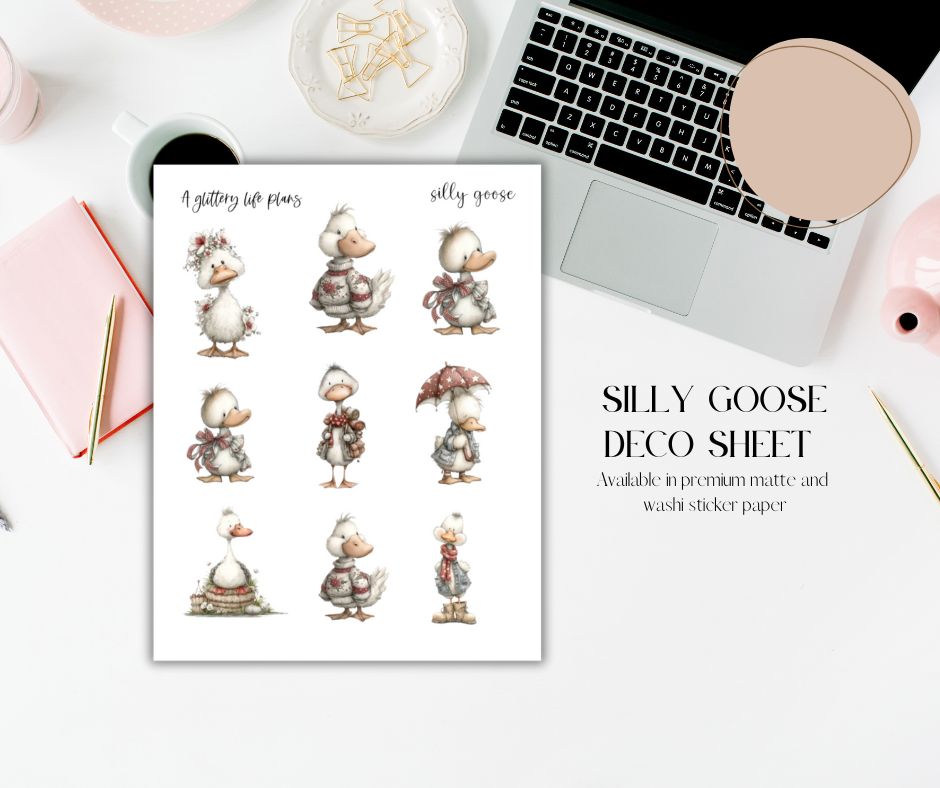 Winter Silly Goose deco sticker sheet