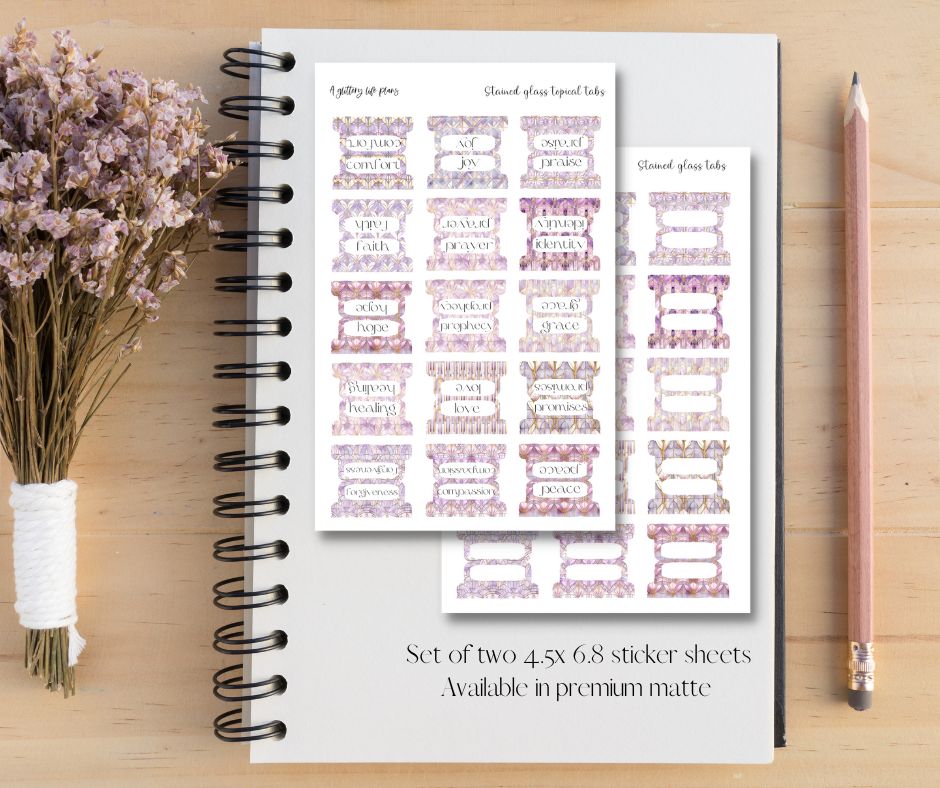 Stained Glass Tab Stickers for Planners and Journals and Bibles