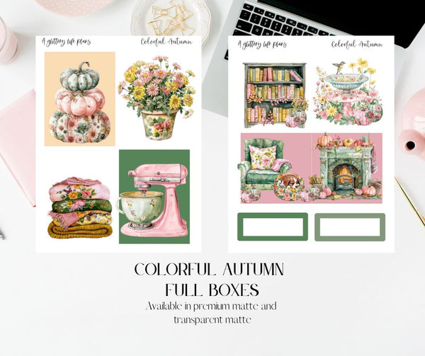 Colorful Autumn 6 page Mini Kit - Planner and Journaling Stickers