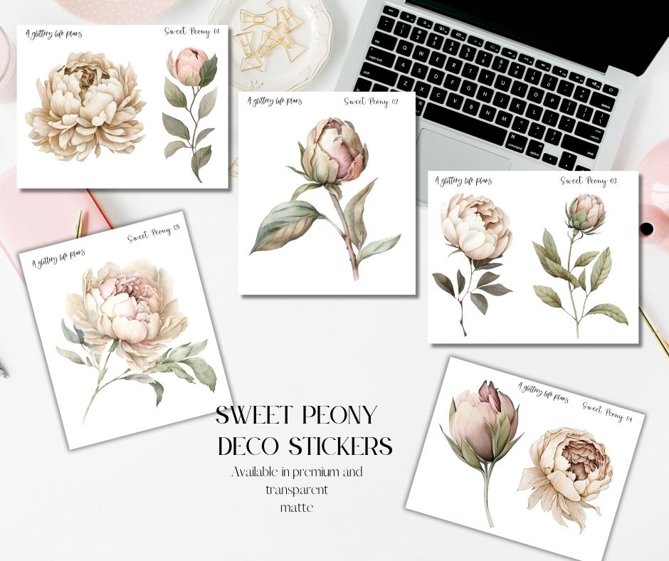 Sweet Peony XL Large Deco Stickers for Planners and Journals