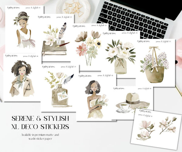 Serene & Stylish XL Decorative Stickers for Planners and Journals