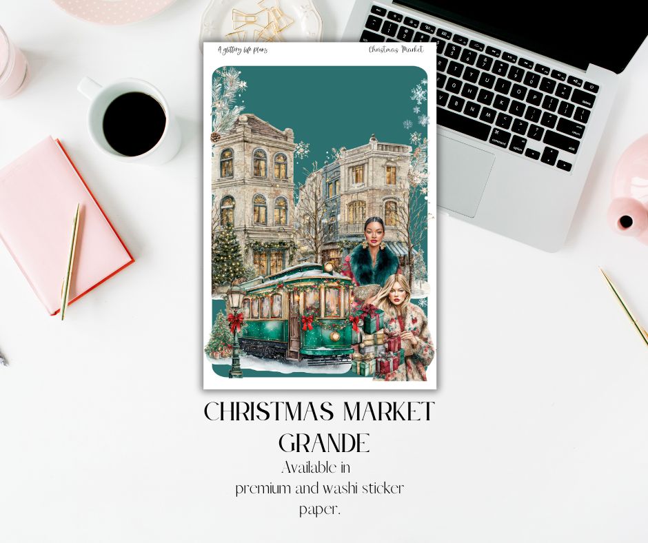Christmas Market Grande deco Sticker Sheet for Planners and Journals