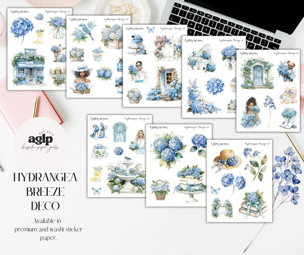 Hydrangea Breeze Deco Stickers for Planners and Journals