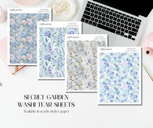 Secret Garden Washi Tear Sticker Sheets for Planners and Journals