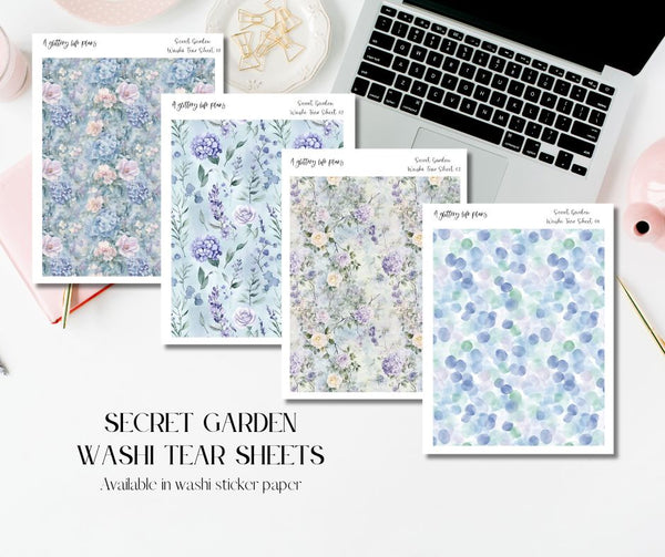 Secret Garden Washi Tear Sticker Sheets for Planners and Journals