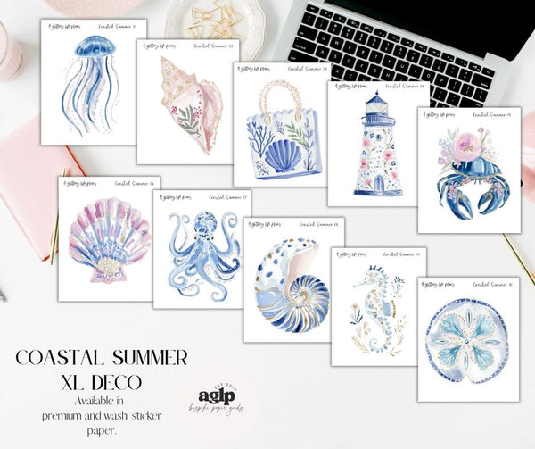 Coastal Summer XL Decorative Stickers for Planners and Journals