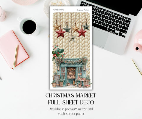 Full Sheet Christmas Market deco Sticker Sheet for Planners and Journals