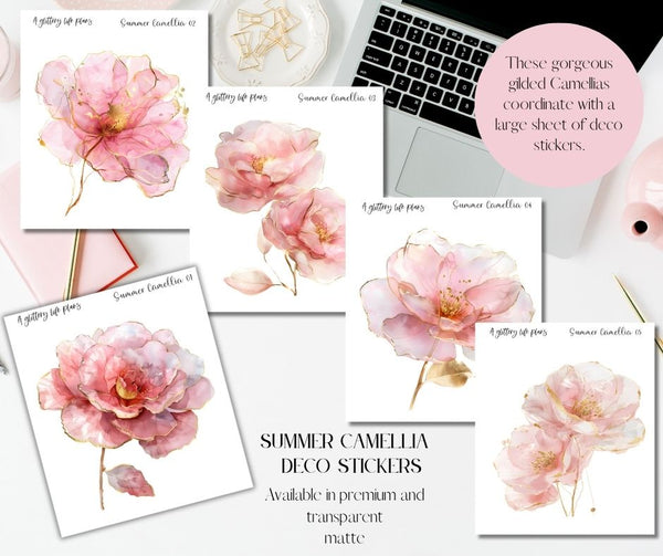 Summer Camellia XL Large Deco Stickers for Planners and Journals